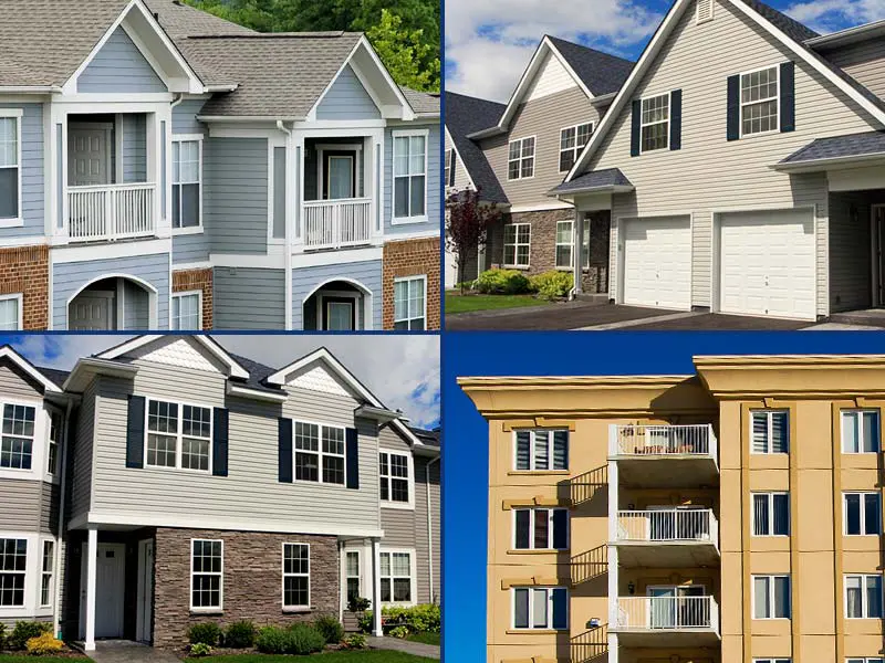 Low-rise apartments, townhomes, condos, and high-rise apartments represent the types of Multi-Unit Properties cleaned by HurriClean Pressure Washing in the Louisville area.
