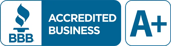 BBB A+ rating badge for HurriClean local pressure washing, soft washing, and sealing services company.