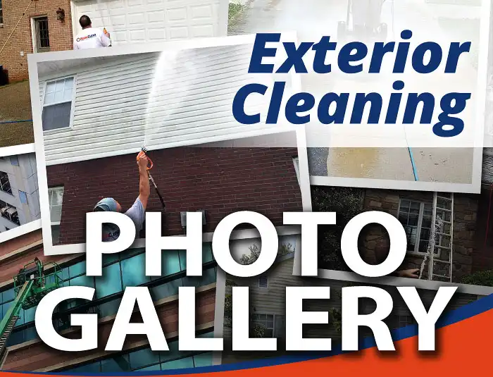 A collage of pressure washing and soft washing photos taken by HurriClean Louisville with a text overlay that reads Exterior Cleaning Photo Gallery in a branded graphic.
