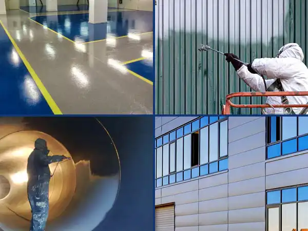 An assortment of industrial painting and coating images representing the work done by HurriClean painters in the Louisville, KY area.