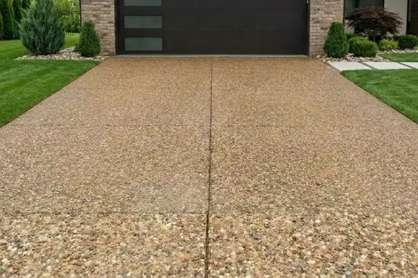 Step 6 graphic of HurriClean's Exposed Aggregate Cleaning & Sealing Process: the aggregate driveway is allowed to dry completely in preparation for acrylic sealer application.